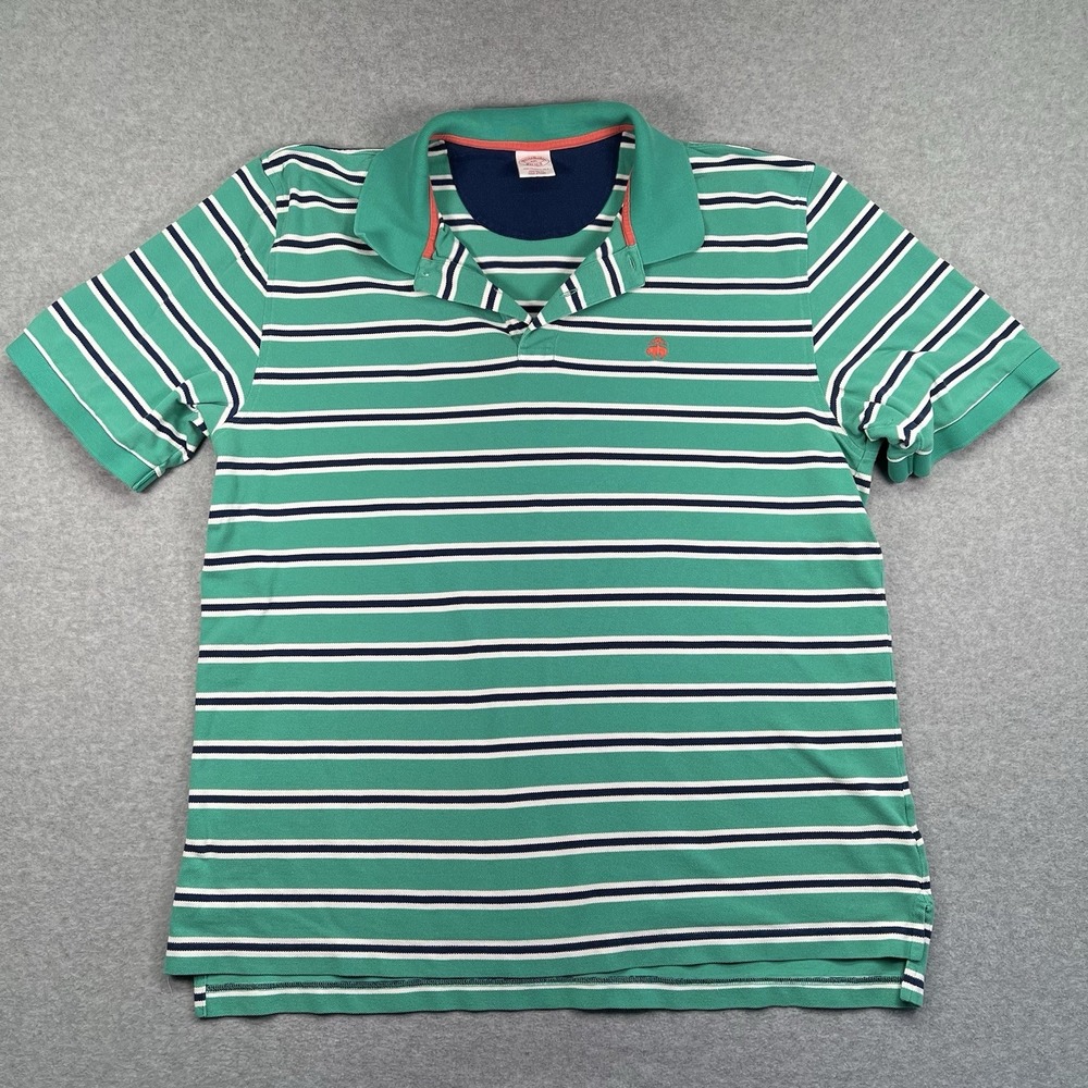 Brooks Brothers‎ Men's Polo Shirt 2XL Performance Green Striped Rugby Classic